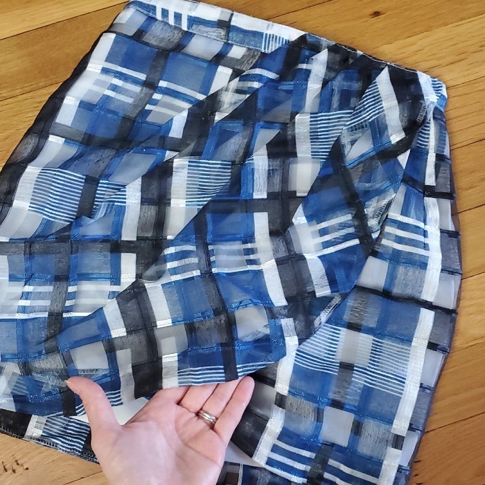Blue and White Ruched Pencil Mini Skirt NBD size XS - Picture 7 of 7